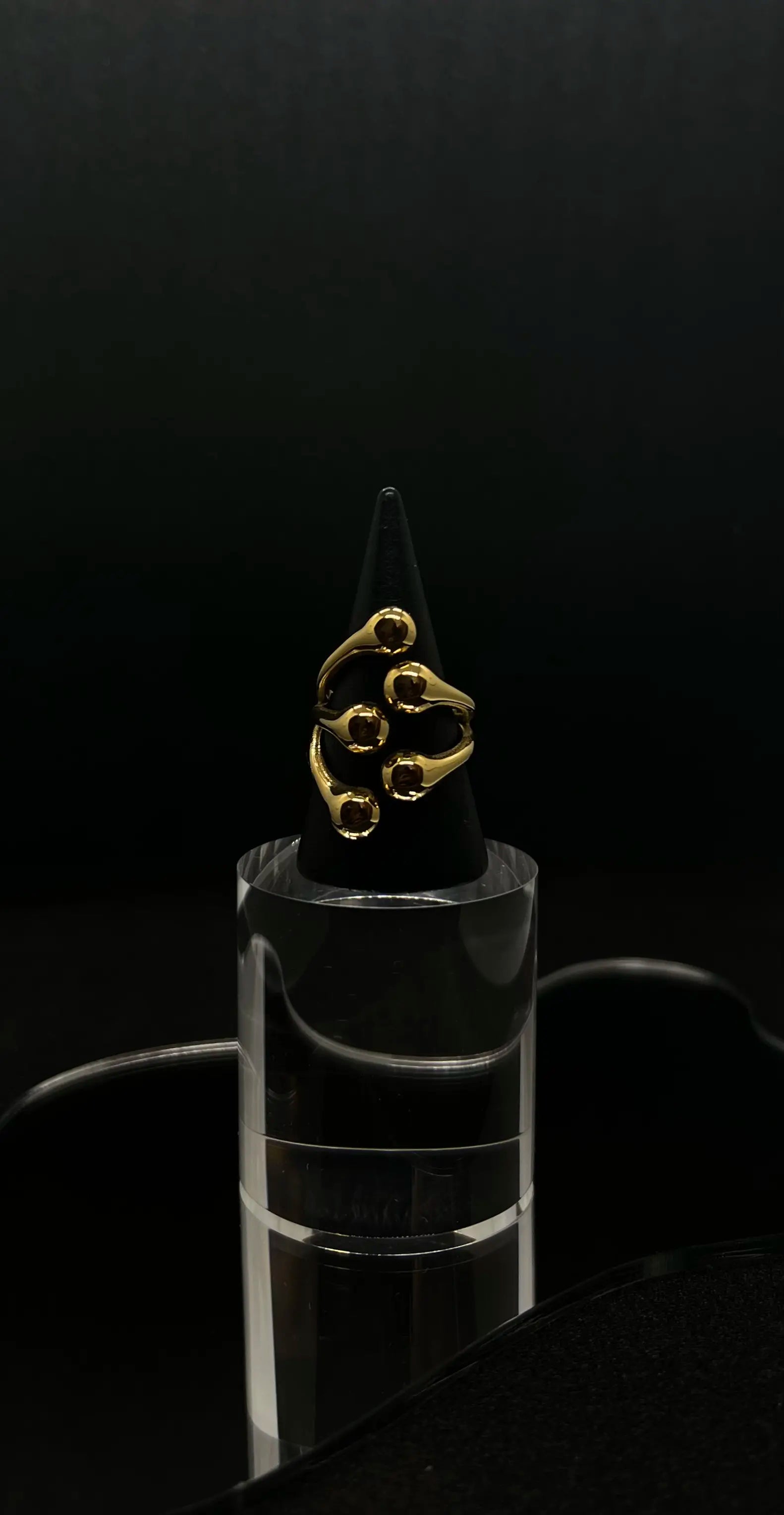 Bague en acier inoxydable plaqué or 18 carats - Chunky 5 strands ring - Bijoux ajustables waterproof et hypoallergéniques | Mindfits