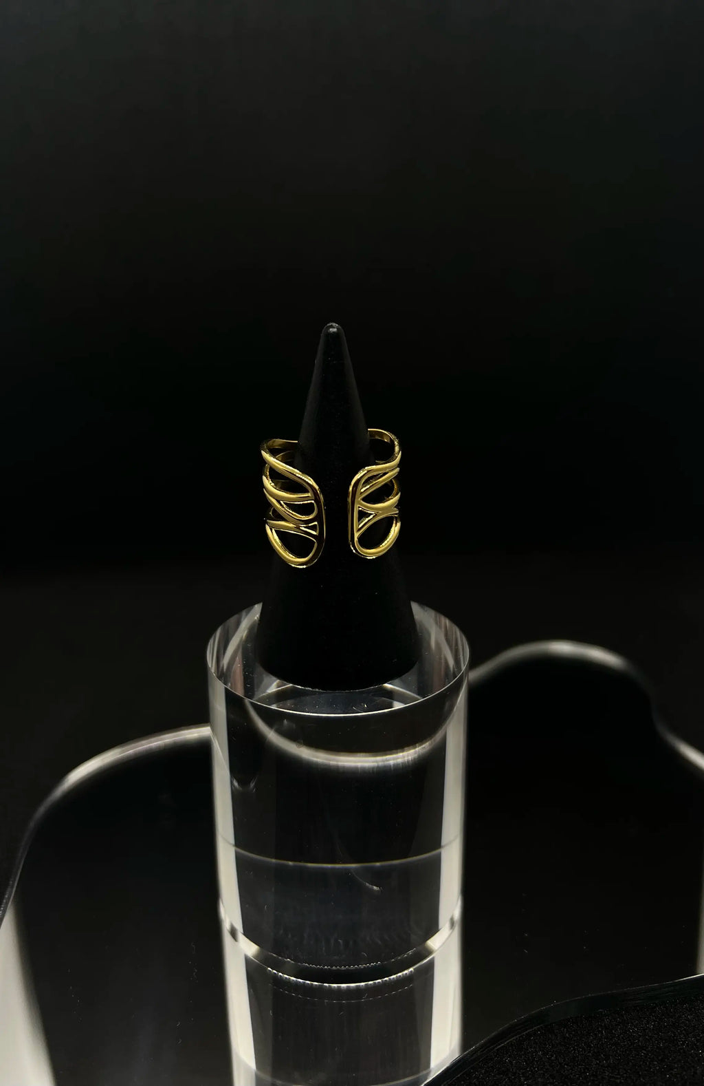 Bague ajourée  en acier inoxydable plaqué or 18 carats - Openwork ring - Bijoux ajustables waterproof et hypoallergéniques | Mindfits