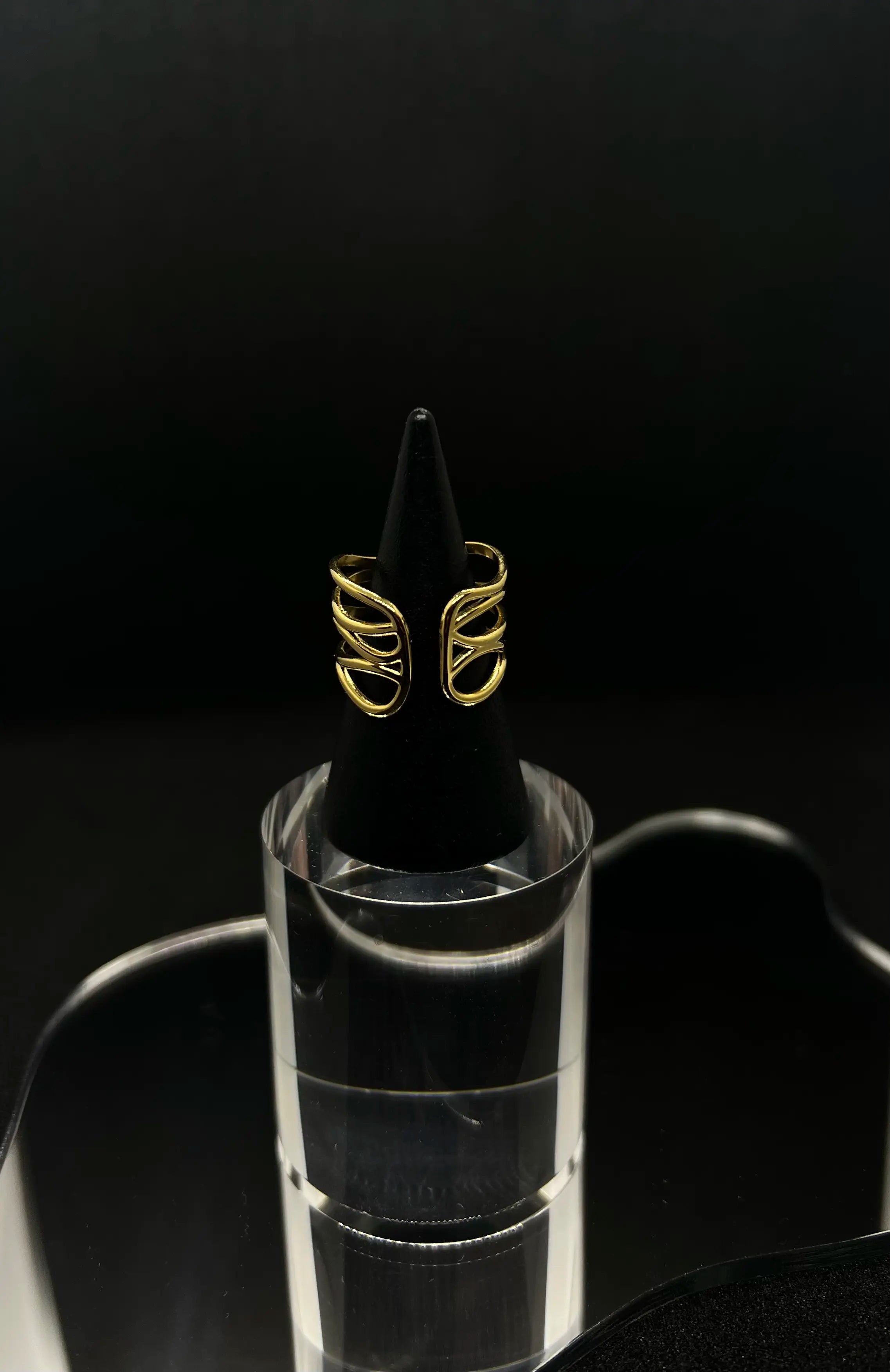 Bague ajourée  en acier inoxydable plaqué or 18 carats - Openwork ring - Bijoux ajustables waterproof et hypoallergéniques | Mindfits