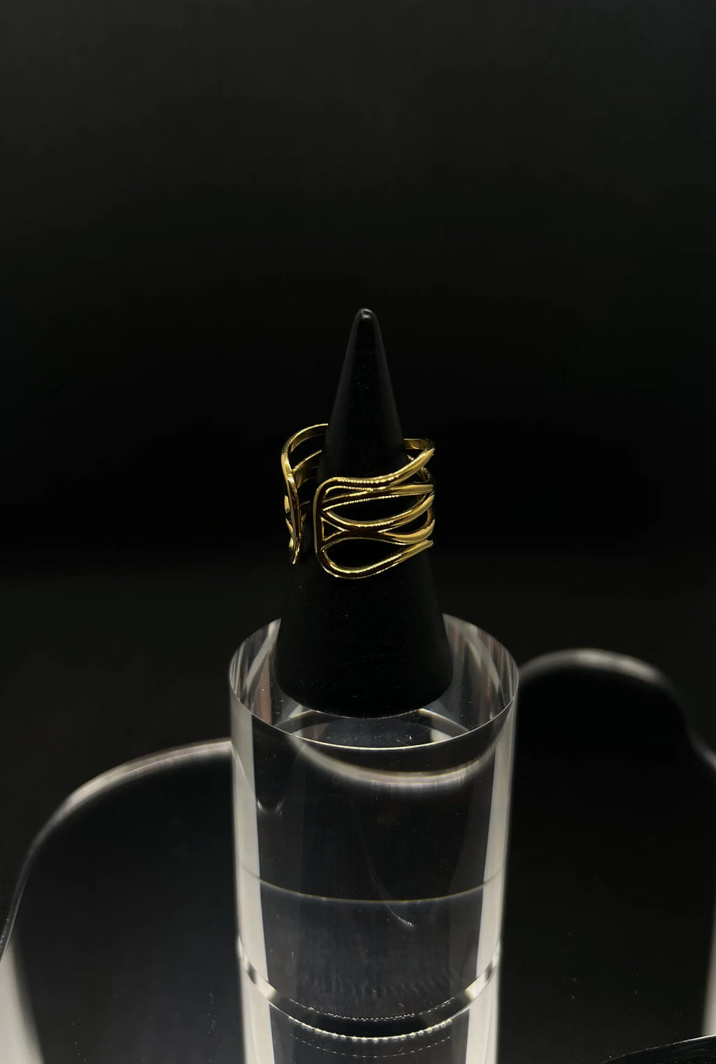 Bague ajourée  en acier inoxydable plaqué or 18 carats - Openwork ring - Bijoux ajustables waterproof et hypoallergéniques | Mindfits