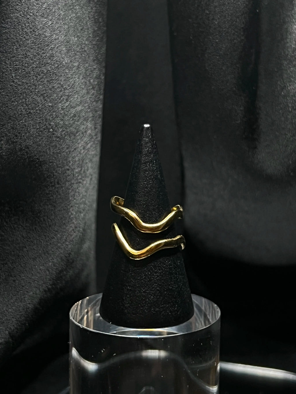 Bague ondulée en acier inoxydable plaqué or 18 carats - Double tiny waves - Bijoux ajustables waterproof et hypoallergéniques | Mindfits