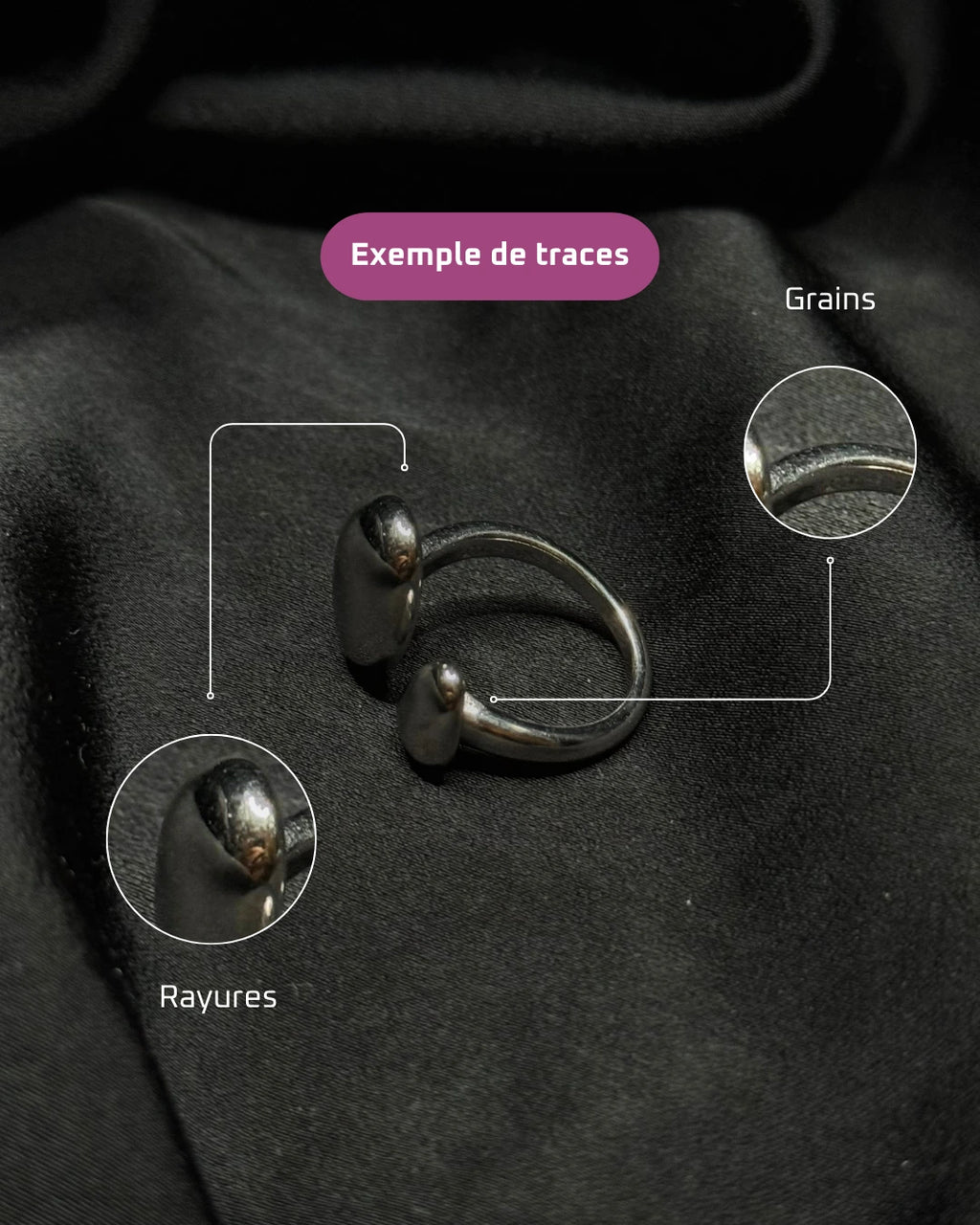 Bague argentée en acier inoxydable - Precious drops ring | Mindfits 2ND CHANCE