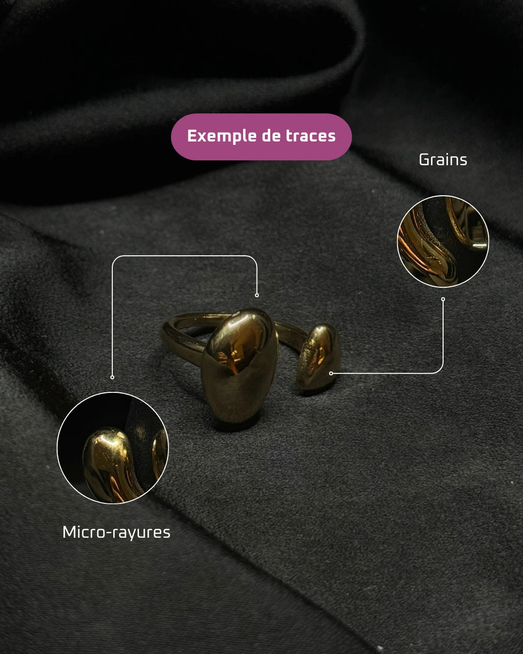 Bague en acier inoxydable plaqué or 18 carats - Precious drops ring | Mindfits 2ND CHANCE