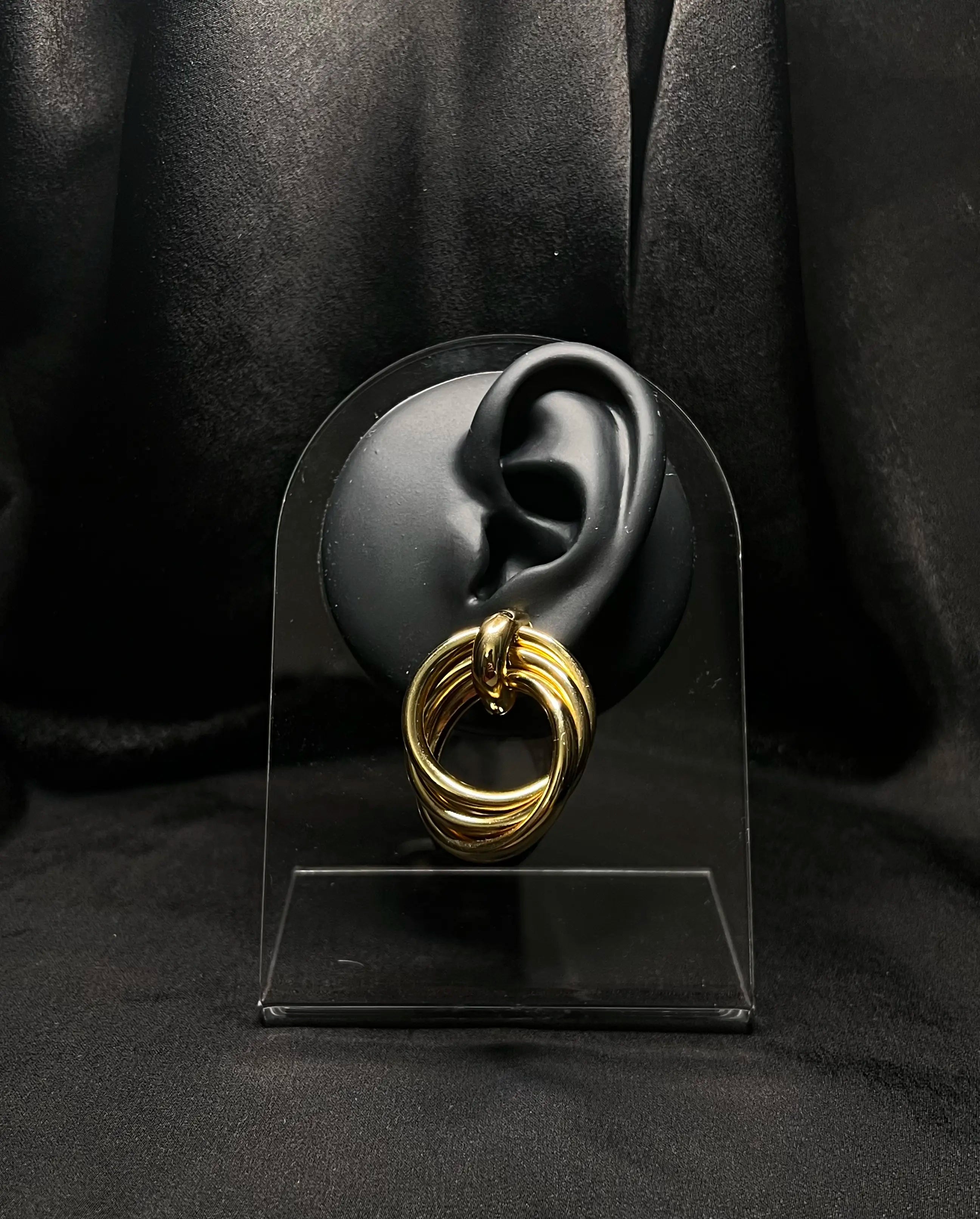 Boucles d'oreilles dorées pendantes en acier inoxydable plaqué or 18 carats - Vortex Earrings - Bijoux waterproof et hypoallergéniques | Mindfits