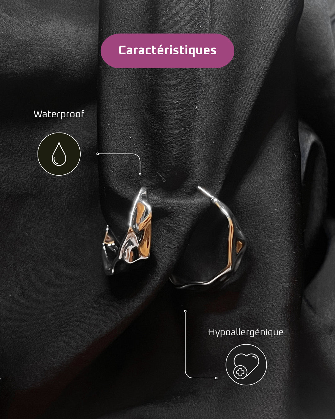 Créoles texturées en acier inoxydable plaqué or 18 carats - Gold leaf hoops - Bijoux waterproof et hypoallergéniques | Mindfits
