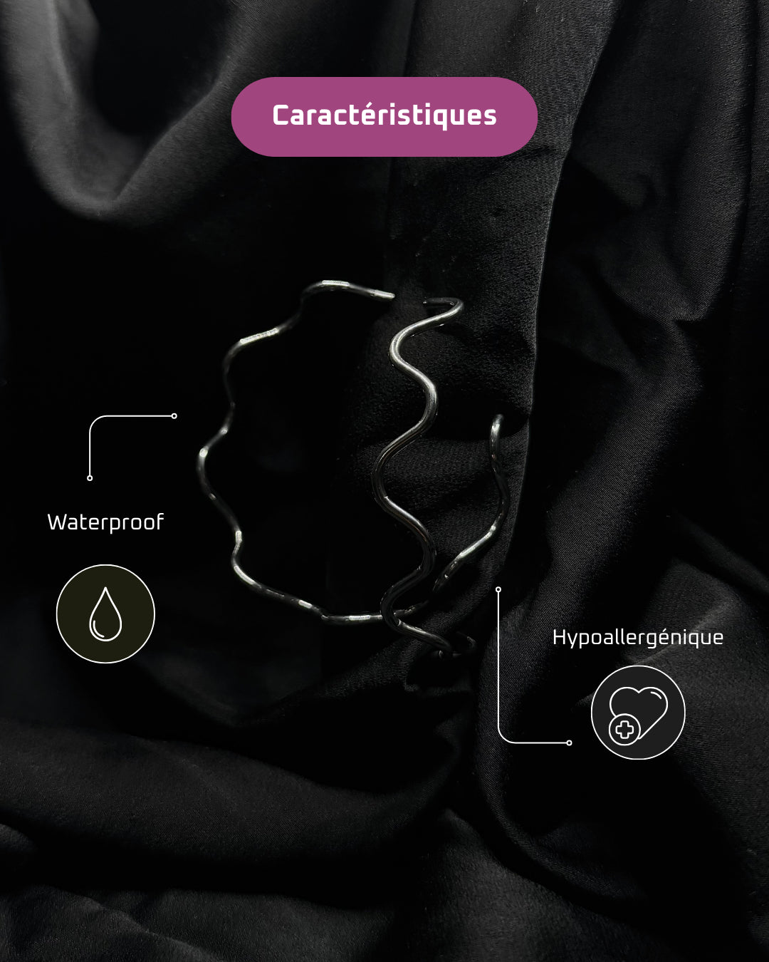Créoles ondulées minimalistes en acier inoxydable plaqué or 18 carats - Wavy hoops - Bijoux waterproof et hypoallergéniques | Mindfits