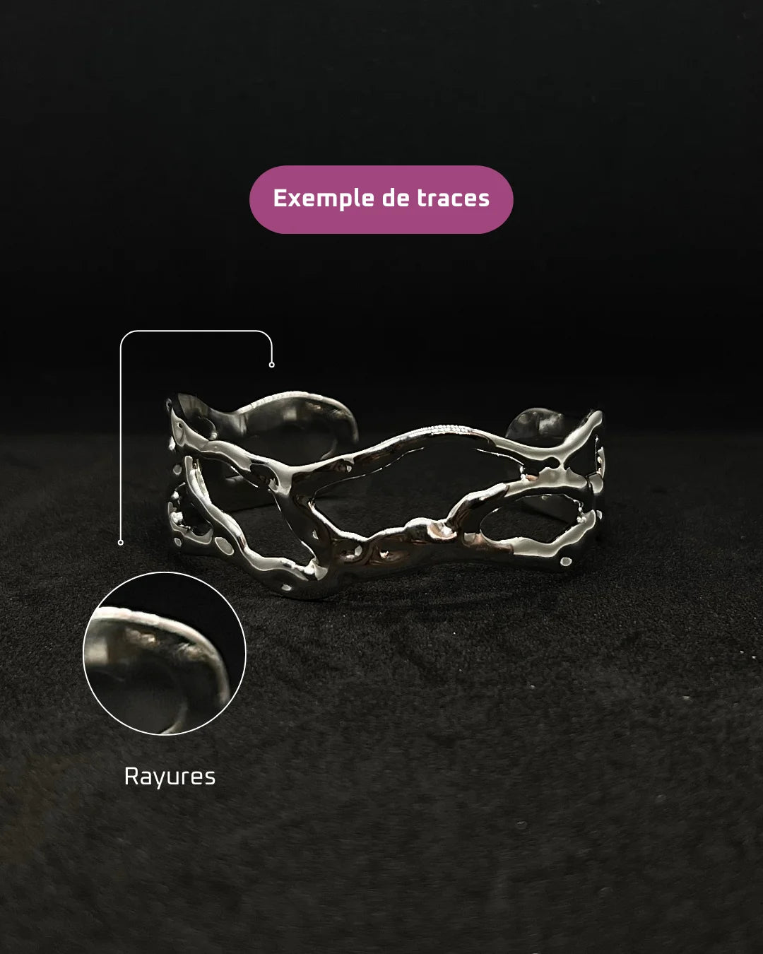 Bracelet argenté en acier inoxydable - Irregular liquid metal Cuff  | Mindfits 2ND CHANCE