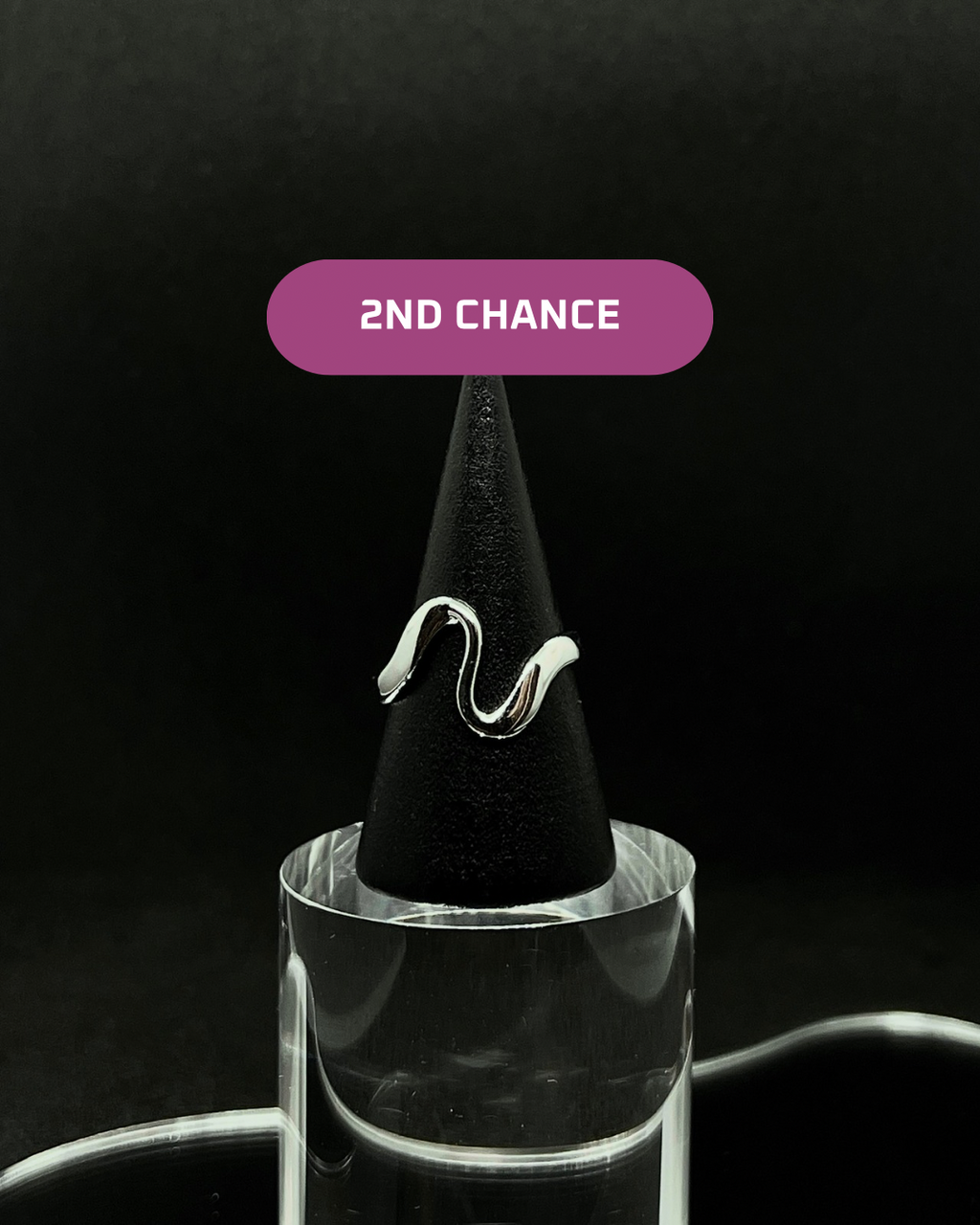 Bague ondulée argentée en acier inoxydable - Pacific ocean waves ring- Bijoux ajustables waterproof et hypoallergéniques | Mindfits 2ND CHANCE