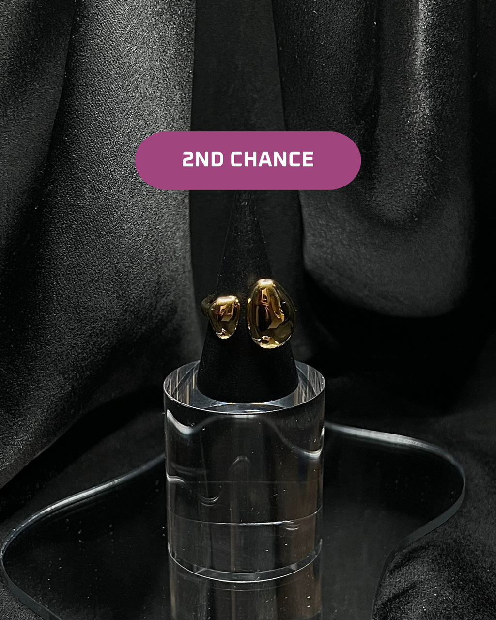 Bague épaisse en acier inoxydable plaqué or 18 carats - Precious drops ring - Bijoux ajustables waterproof et hypoallergéniques | Mindfits 2ND CHANCE