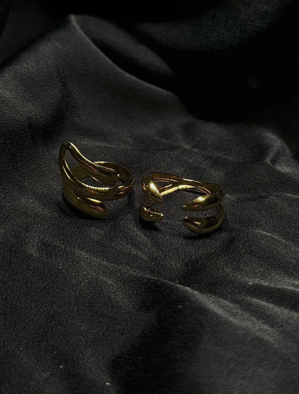 Duo de bagues Faith × Elonga  ajustables en acier inoxydable plaqué or 18k résistant à l'eau et hypoallergénique | Mindfits