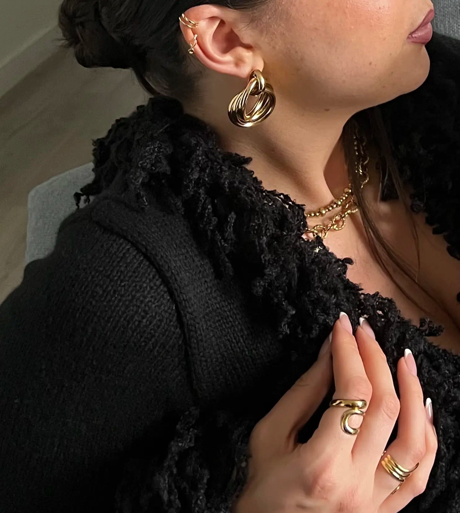 Bague spirale en acier inoxydable plaqué or 18 carats - Spiral wrap ring- Bijoux ajustables waterproof et hypoallergéniques | Mindfits