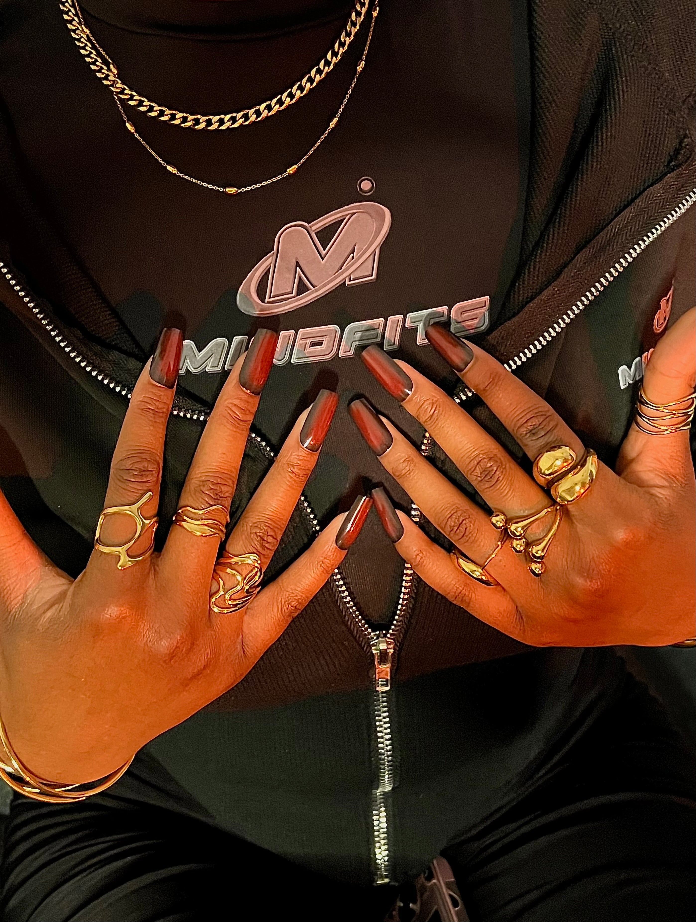 Bague épaisse en acier inoxydable plaqué or 18 carats - Chunky water droplets ring - Bijoux ajustables waterproof et hypoallergéniques | Mindfits 2ND CHANCE